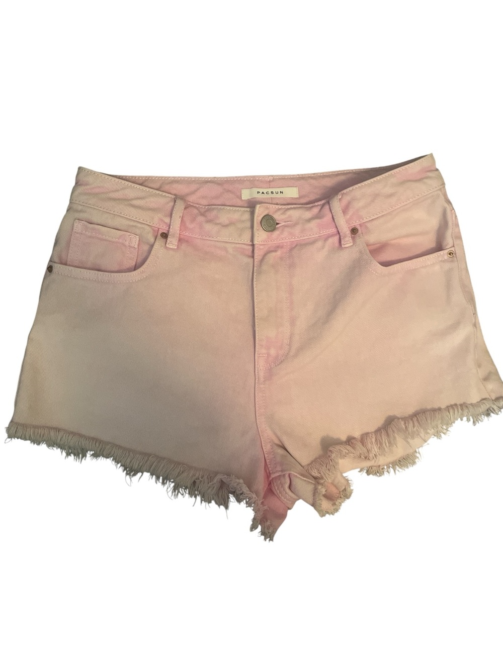 PacSun Light Pink Frayed Hem Denim Shorties